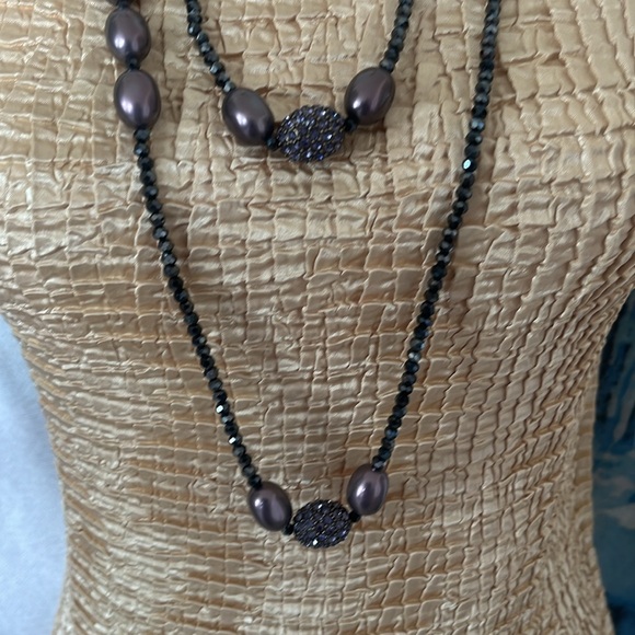 Heidi Daus Genuine Pearl and Hematite 3 Strand Necklece - Picture 4 of 13